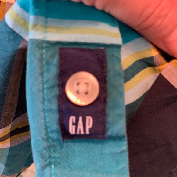GapKids boys turquoise button down shirt - Picture 4 of 5